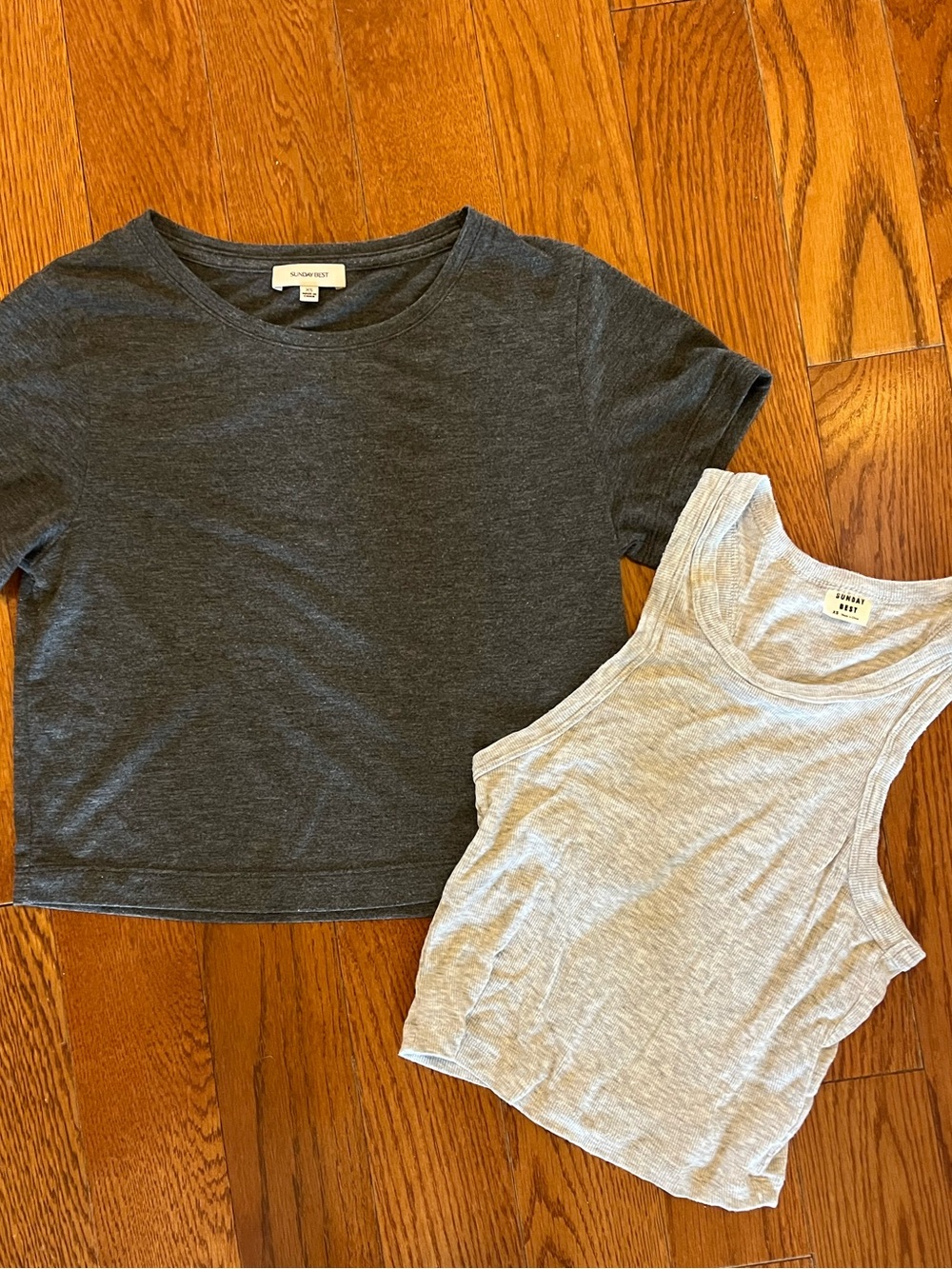 Dark Gray Cropped Tee + Light Gray Tank Duo
